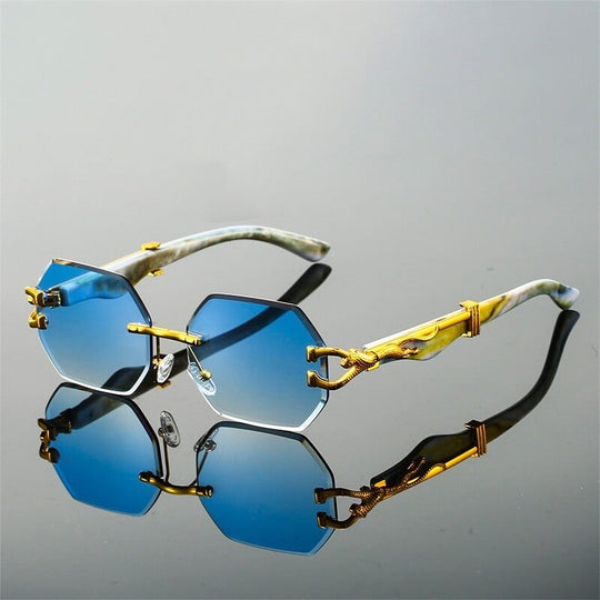 Bezramkowe Retro Okulary Leopard