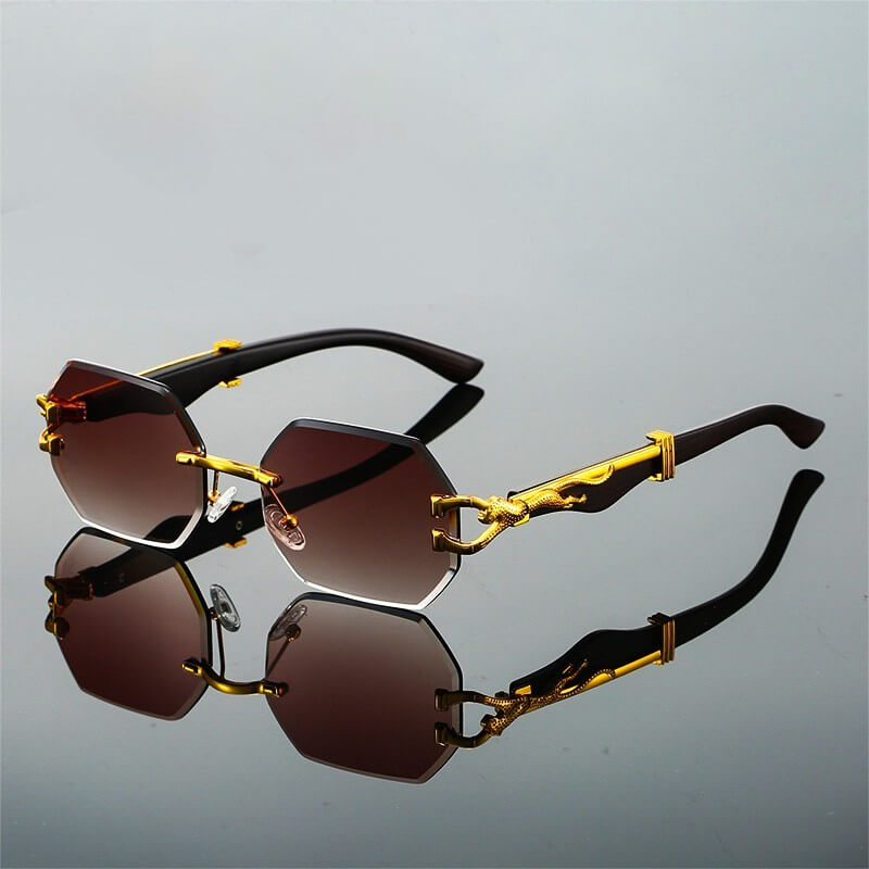Bezramkowe Retro Okulary Leopard